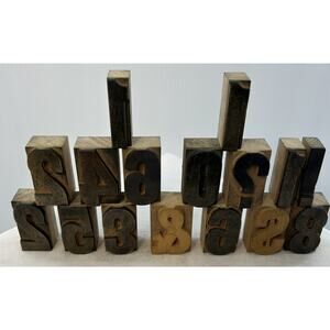 Vintage Wood Type Letterpress Blocks Antique Printing Letters Lot